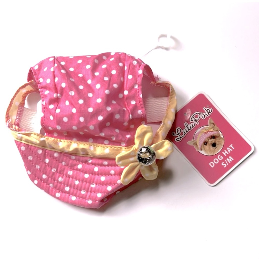 NWT Pink Poka Dots w/Yellow Flower Silver Button
